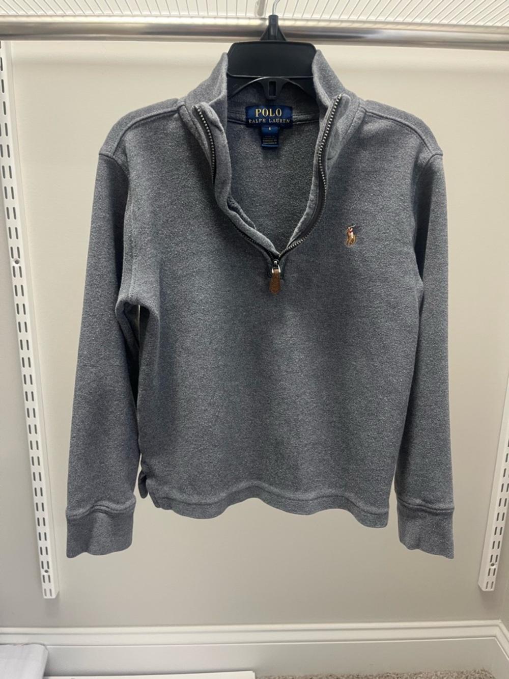 Ralph Lauren Boy’s Quarter-Zip Pullover Sweater - Heather Gray - Picture 6 of 11